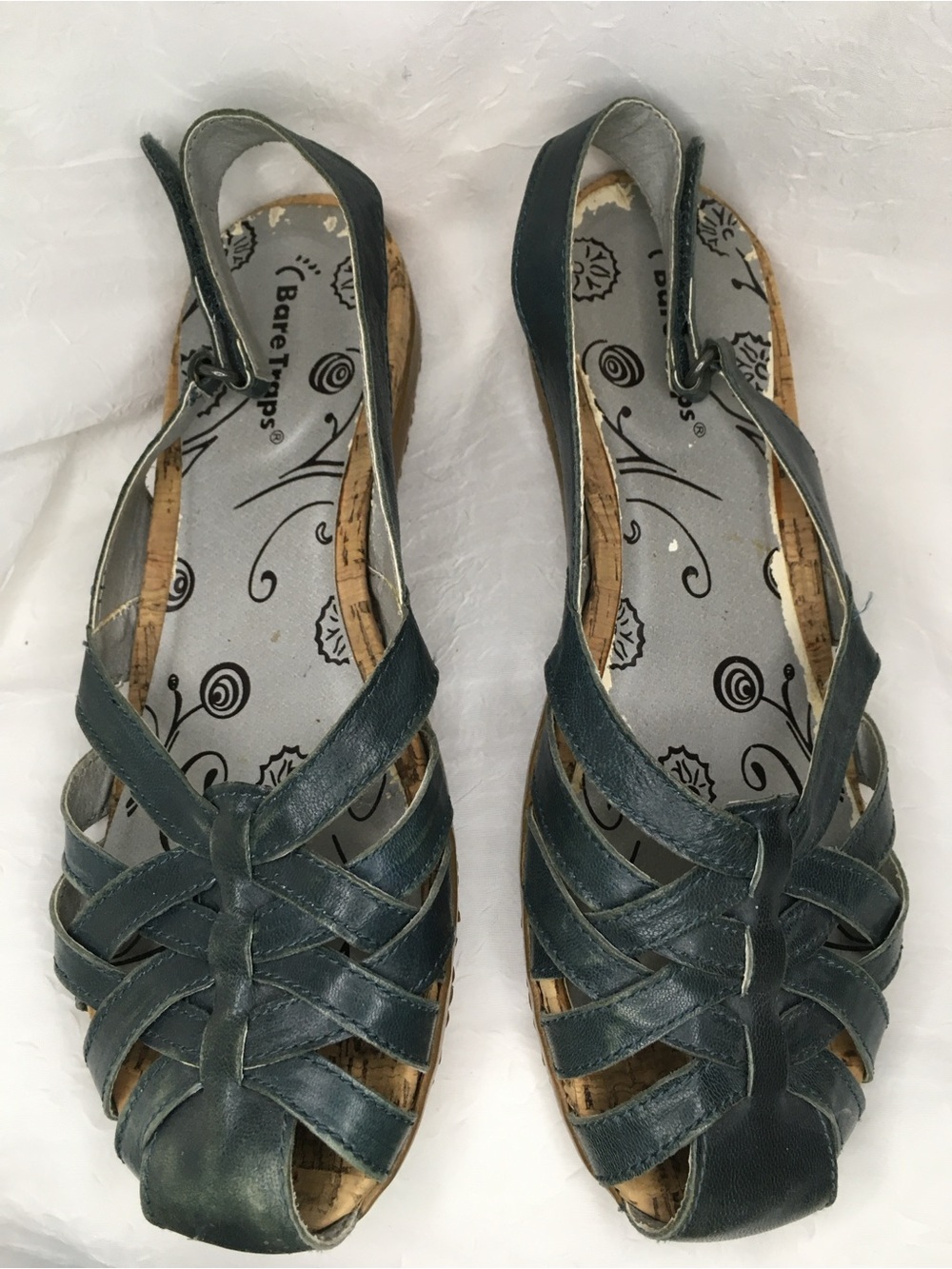 Blue Leather BareTraps Rumily Slingback Closed Toe Comfort Sandals -9M- - Picture 4 of 9